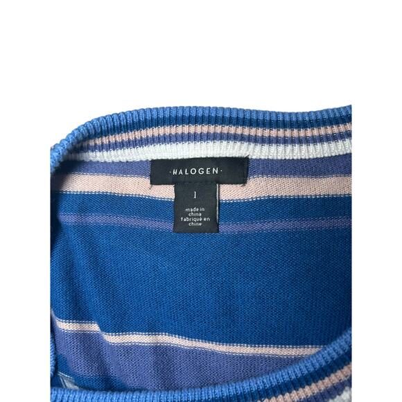 Halogen Nordstrom Women’s Blue Striped Sweater Size Large - Picture 5 of 5